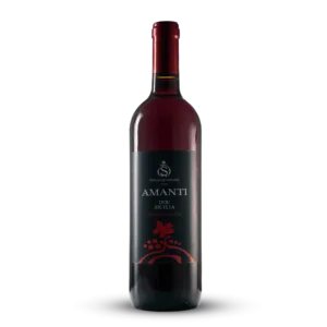 Bottiglia di vino rosso Straccquadaini Amanti, DOC Sicilia Nero d'Avola.